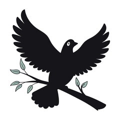 Dove silhouette vector.Bird Symbol of Peace and Freedom