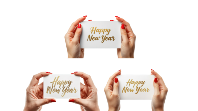Happy New Year Card on transparent background png