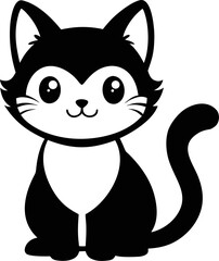 Adorable black and white cat vector illustration simple and charming design