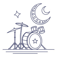 Ramadan drum set with moon and star