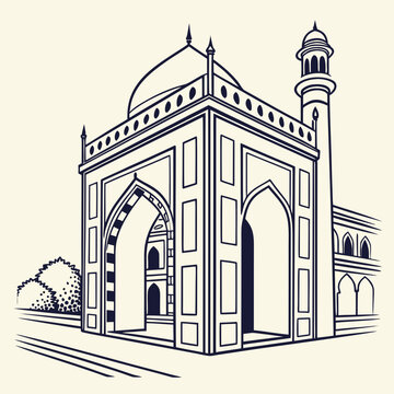 Tomb of mariamuzzamani is a line drawing