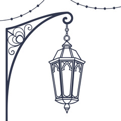 Ramadan lantern hanging on a bracket for muslim
