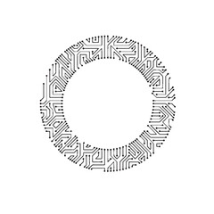 Black and White Vector Microchip Wreath Design
