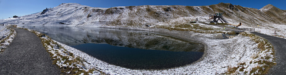 First snow on Königsleitenspitze over Königsleiten, Austria, Europe 
