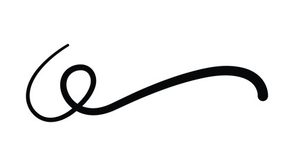 Calligraphic swirl flourish. Hand-drawn vintage decorative element for text, invitations, and wedding design.