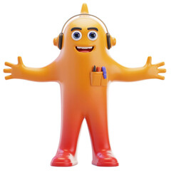 hi res png transparent Cheerful Orange Character creature with Open Arms - Digital Illustration