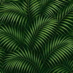 Fototapeta premium Seamless Tropical Palm Leaf Pattern in Lush Green Tones