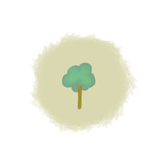 Simple Green Tree Illustration on Muted Yellow Background