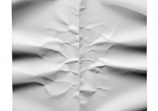 Crumpled white paper texture isolated on a transparent background