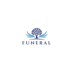 Elegant Funeral Logo with Tree and Wings Symbol