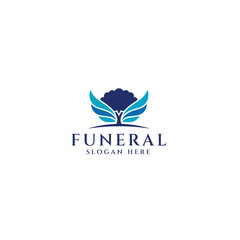 Funeral Logo with Tree and Wings Symbol Design