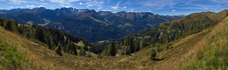 Fototapeta premium View from the Isskogel over Gerlos, Austria, Europe 
