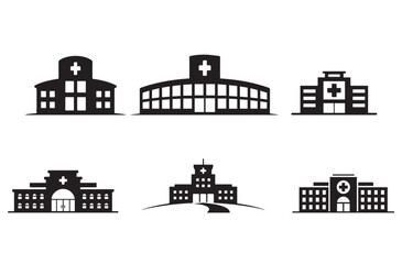 Obraz premium Hospital Silhouette Icon Set
