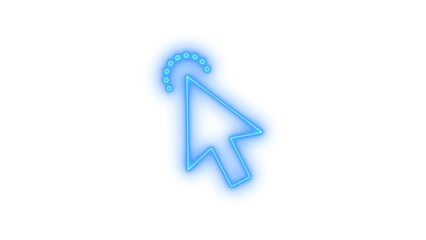 Glowing neon loading mouse cursor icon isolated on transparent background, progress indicator, wait symbol, web ui element, or pointer
