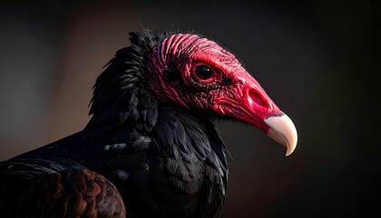 Close-up profile of a turkey vulture
