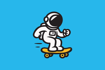 Skateboarding Astronaut Glides Through Cosmos