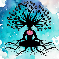 Arbre de vie yoga lotus pose