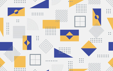 Abstract Geometric Seamless Pattern Modern Minimal Shapes Bauhaus Inspired Background Design