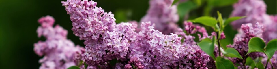 Obraz premium Close up view of vibrant purple lilac blossoms in full bloom