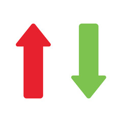 Red and green arrows icon isolated on white background. Sign vector.