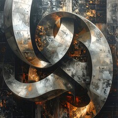 Metallic ribbon design against a contrasting, textured background