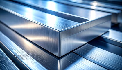 Obraz premium Sleek metal structures with shimmering light for modern industrial design concepts and innovative engineering solutions that inspire creativity and precision