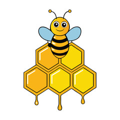 A golden honeycomb dripping with rich, sweet honey, showcasing the natural beauty and craftsmanship of bees’ work in perfect hexagonal patterns filled with golden nectar.
