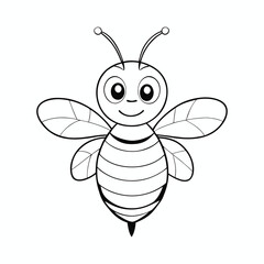 A cute bumble bee coloring page featuring a cheerful bee with buzzing wings and striped body, surrounded by flowers—perfect for kids to enjoy and explore creativity.

