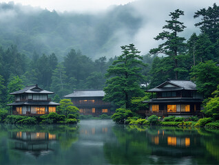 Japanese Zen wellness resort - generative ai