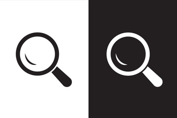 Magnifying glass icon, vector magnifier,  Magnifying glass icon, search icon Vector Illustration, Magnifying glass set, Zoom symbol, zoom lens sign, scan search symbol with black and white background.