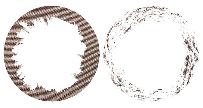 Circular Brown Cloth Border with Realistic Torn Edge and Fabric Texture