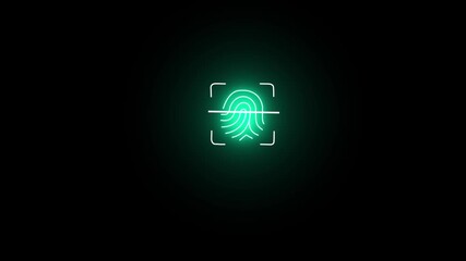 glowing neon fingerprint scan icon.digital processing of biometric fingerprint scanner identification Fingerprint scanner illustration. - Powered by Adobe