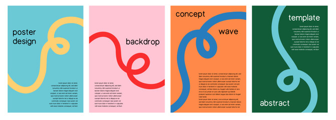 Minimalist Wavy Lines Poster Collection: Abstract Modern Design Templates for Ads, Covers, Social Media, Shop, Sales, and Flyers