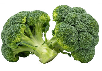 Green broccoli florets isolated on a transparent background