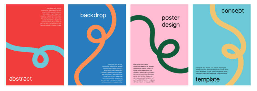 Modern Abstract Wavy Line Backgrounds: Minimalist Poster Design Set for Advertising, Covers, Social Media, and Promotional Graphics