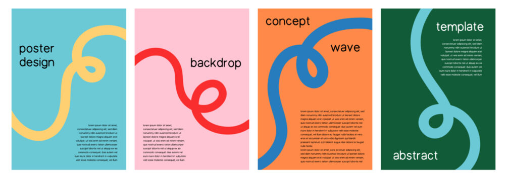 Minimalist Wavy Lines Poster Collection: Abstract Modern Design Templates for Ads, Covers, Social Media, Shop, Sales, and Flyers