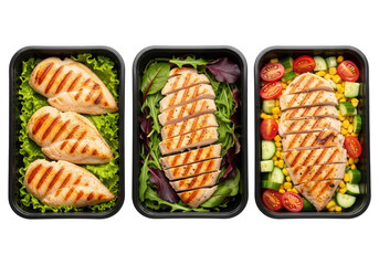 Grilled chicken breast meals isolated on a transparent background