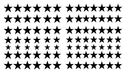 Rows of black, five-pointed stars on white background, in grid formation