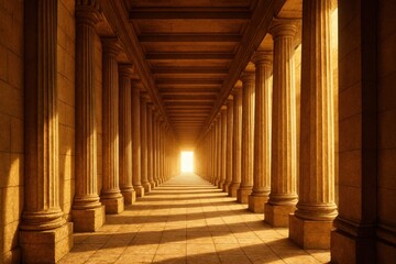 Obraz premium Latvia, Kandava, 2025-08-23, Latvijas kauss A Glimpse Through Time in a Majestic Corridor of Columns