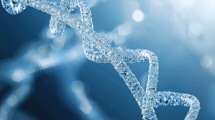 A DNA double helix against a blue background.