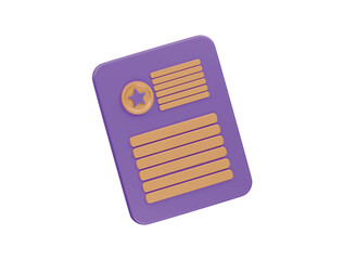 law certificate icon 3d illustration render