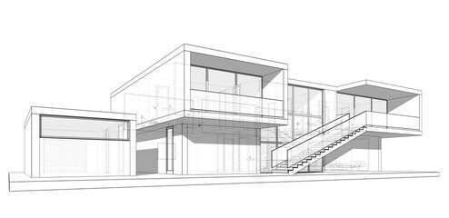 house building sketch architecture 3d illustration