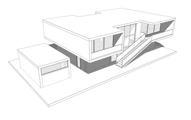 house building sketch architecture 3d illustration