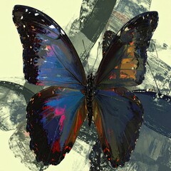 Vibrant Butterfly Artwork, Nature Abstract, Digital Illustration, Enigmatic Colors, Artistic Expression