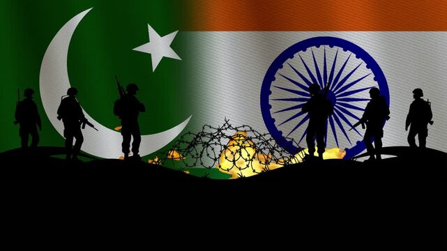 Pakistan India Border Tension Concept | 4K Animated National Flags Background
Cross-Border Alert: Regional Tensions High