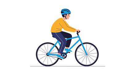 Naklejka premium A person wearing a helmet rides a bicycle.