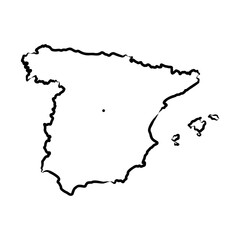 Spain map, vector sketch illustration