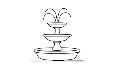 Fountain icon vector illustration, classic fountain design with water outline and line art style. Decorative fountain element for garden, park, city architecture and urban outdoor template
