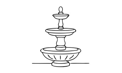 Fountain icon vector illustration, classic fountain design with water outline and line art style. Decorative fountain element for garden, park, city architecture and urban outdoor template