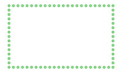 Bright retro green light rectangle box frame border with glowing vintage neon led lights bulbs for presentation template, advertising banner and poster decoration on transparent background